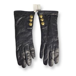 Coach 3 button gloves black size 6 1/2 leather new with tags (#E)